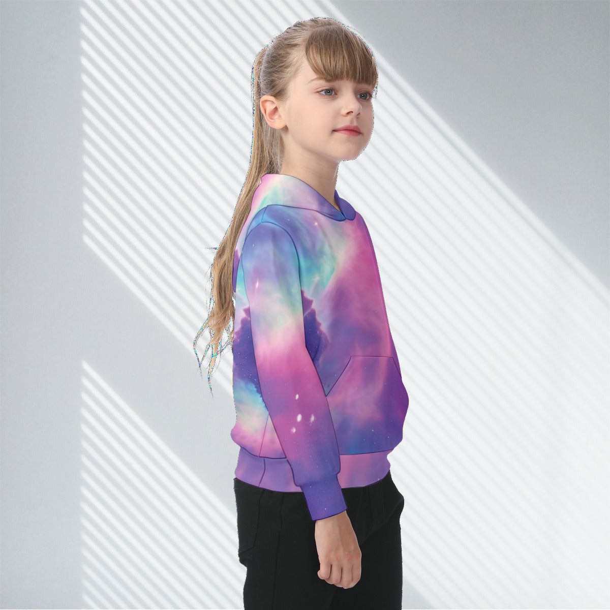 Vibrant Iridescent Nebula Cosmic Fashion Oversized Kid's Hoodie The Nebula Palace: Spiritually Cosmic Fashion