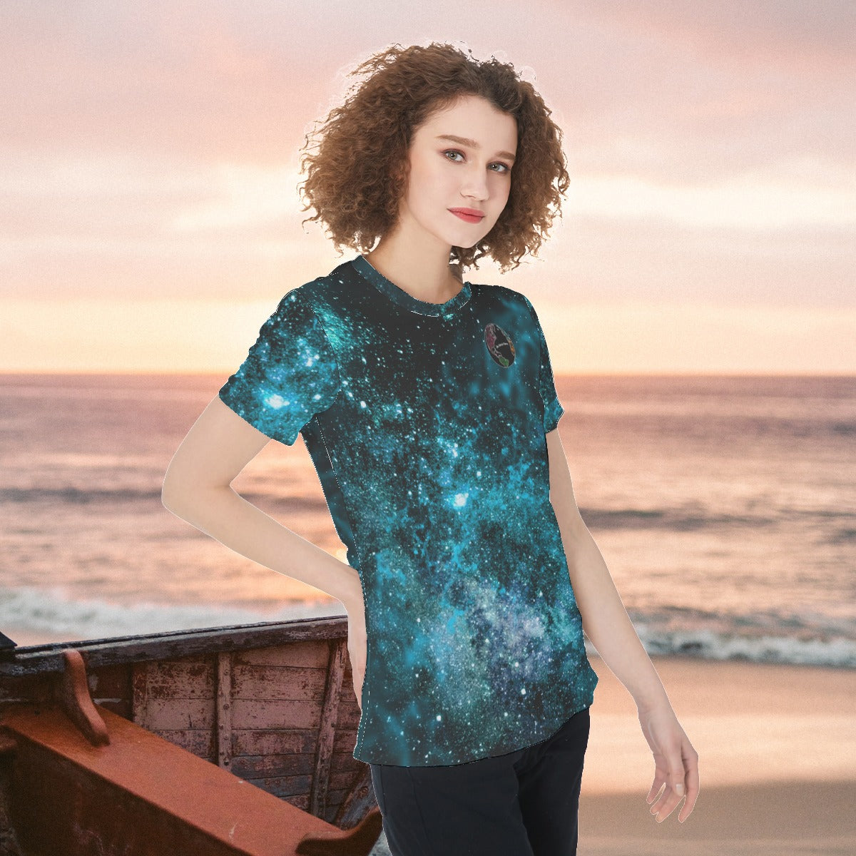My Journey Galaxy Space Nebula Women's All-Over Print Round Neck Fashion T-Shirt The Nebula Palace: Spiritually Cosmic Fashion