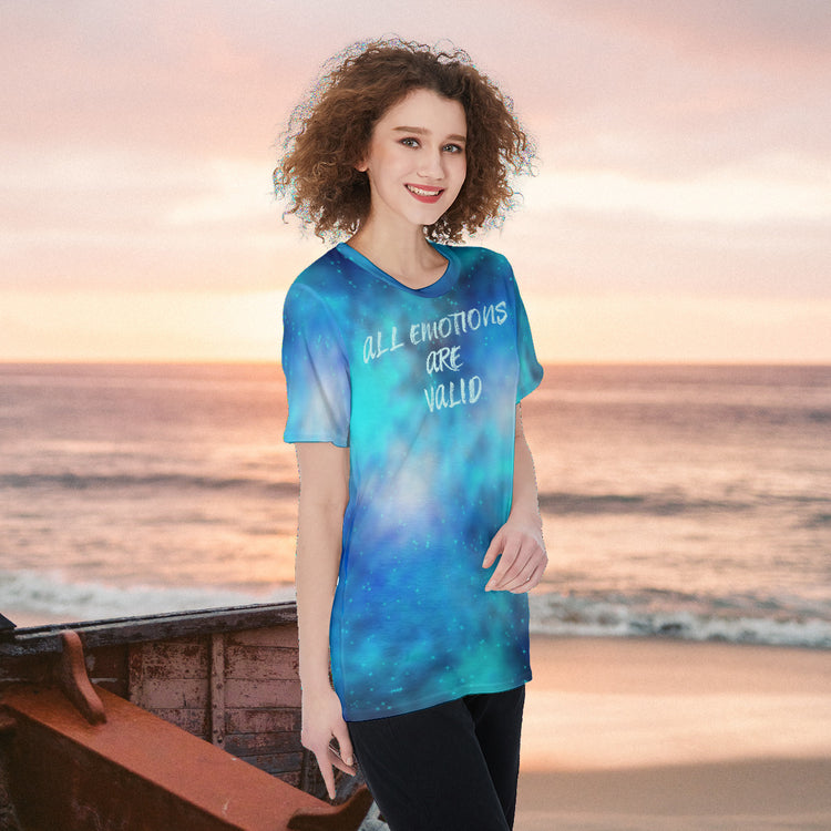 All Emotions Are Valid Blue Galaxy Nebula Women's O-Neck Fashion Tee T-Shirt - The Nebula Palace