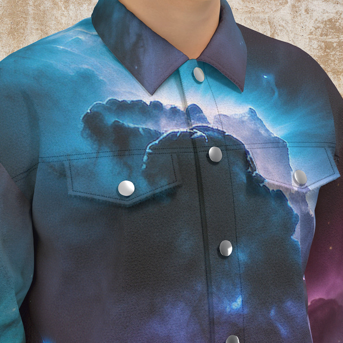 Deep Blue Space Nebula Unisex Lapel Fashion Jacket The Nebula Palace: Spiritually Cosmic Fashion