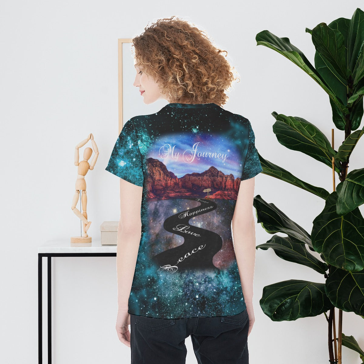 My Journey Galaxy Space Nebula Women's All-Over Print Round Neck Fashion T-Shirt The Nebula Palace: Spiritually Cosmic Fashion
