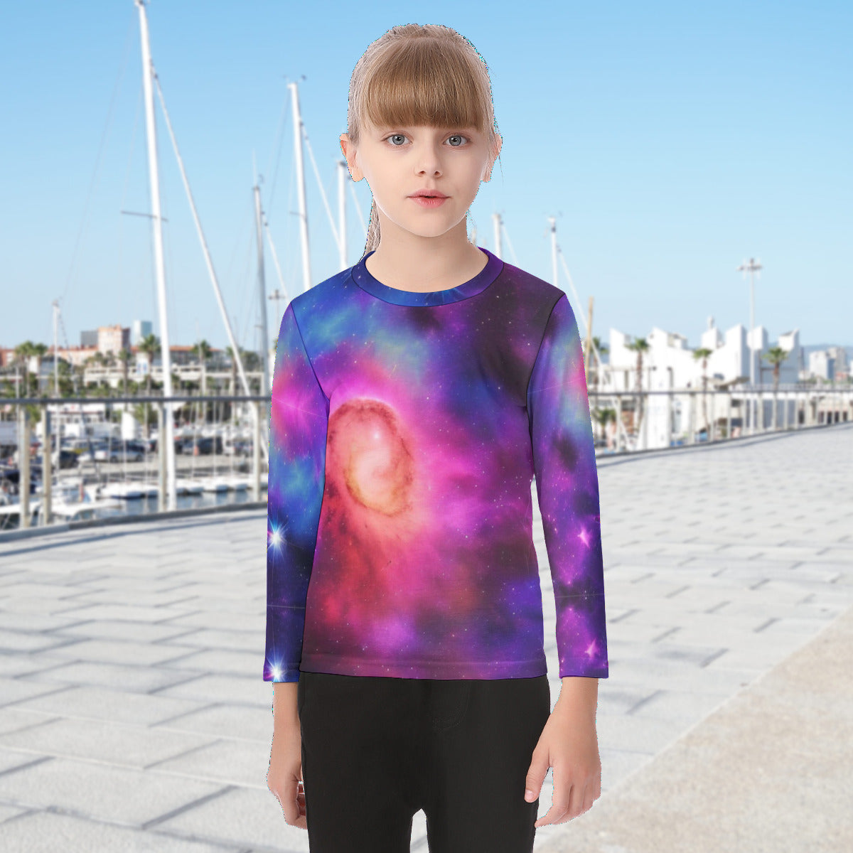 Spiritual Resonation Divine Cosmos Kid's Fashion O-neck Long Sleeve T-shirt - The Nebula Palace