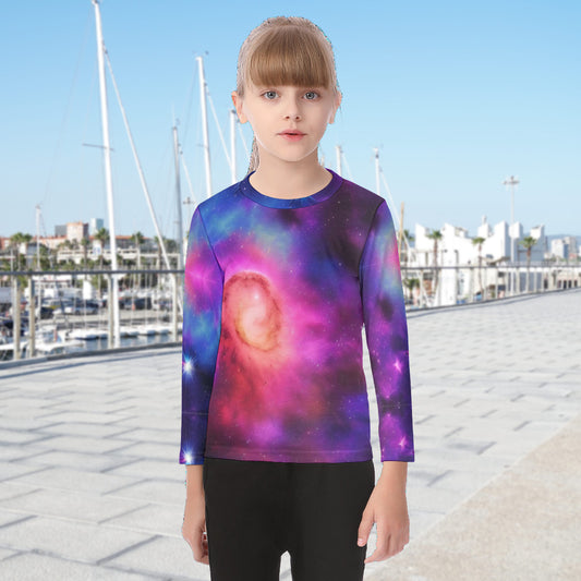 Spiritual Resonation Divine Cosmos Kid's Fashion O-neck Long Sleeve T-shirt The Nebula Palace: Spiritually Cosmic Fashion