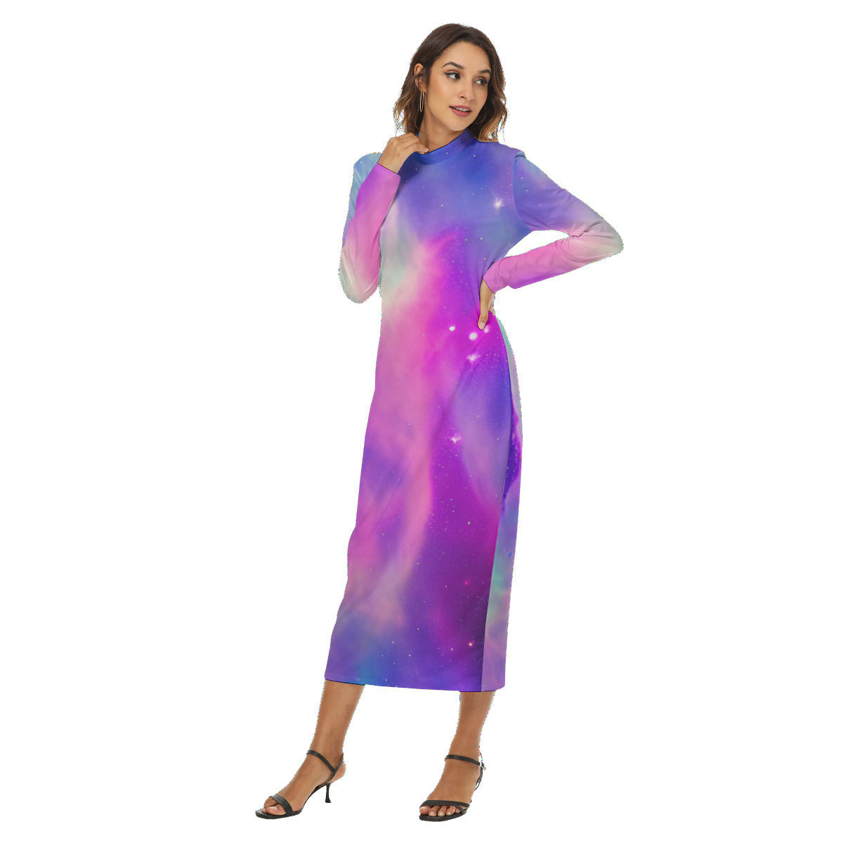 Vibrant Iridescent Cosmic Nebula Women's Fashion Hip Dress The Nebula Palace: Spiritually Cosmic Fashion