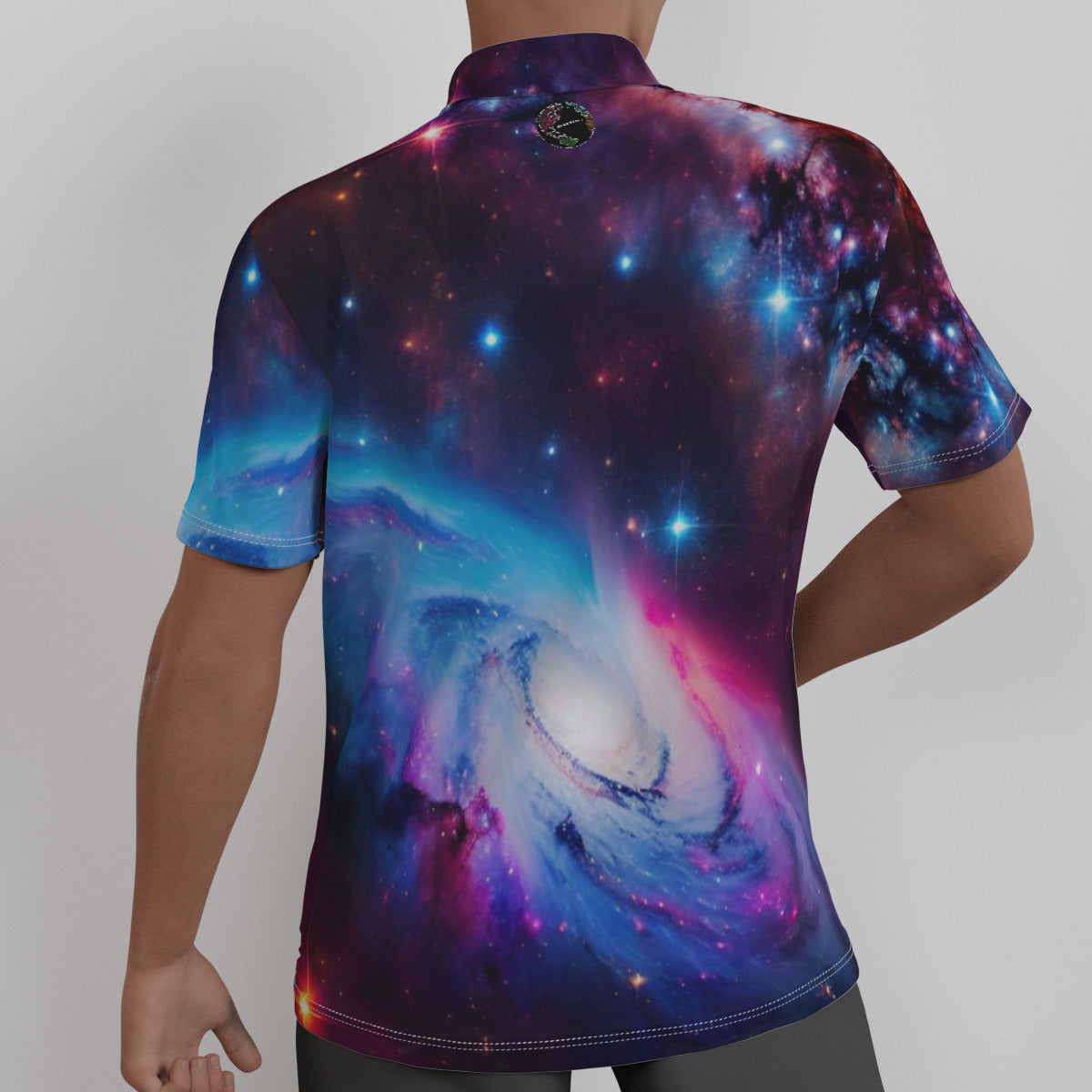Interstellar Consciousness Galaxy Nebula Men's Fashion Dress Shirt The Nebula Palace: Spiritually Cosmic Fashion