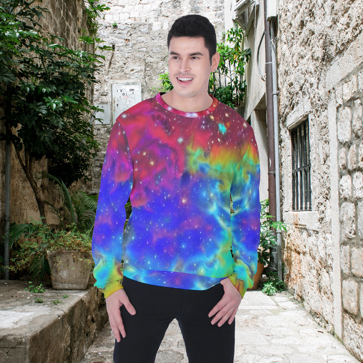 Spiritual Resonation Cosmic Nebula Men's Heavy Fleece Fashion Sweatshirt The Nebula Palace: Spiritually Cosmic Fashion