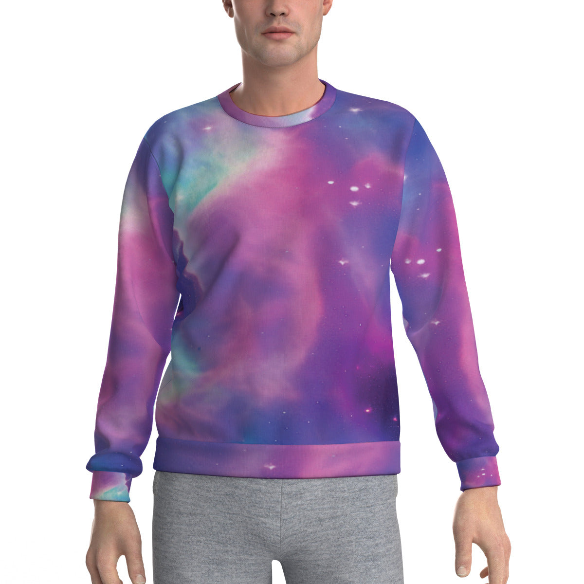 Vibrant Iridescent Cosmic Nebula Men's Heavy Fleece Fashion Sweatshirt The Nebula Palace: Spiritually Cosmic Fashion
