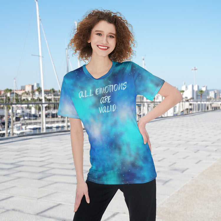 All Emotions Are Valid Blue Galaxy Nebula Women's O-Neck Fashion Tee T-Shirt - The Nebula Palace