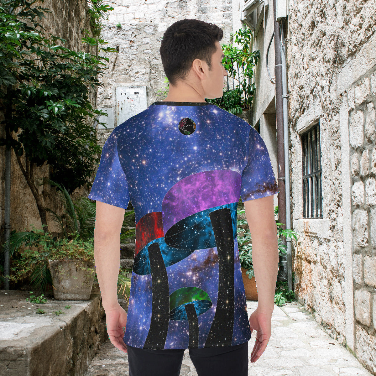 Mushroom Nebula Space Galaxy Men's O-Neck Fashion T-Shirt The Nebula Palace: Spiritually Cosmic Fashion