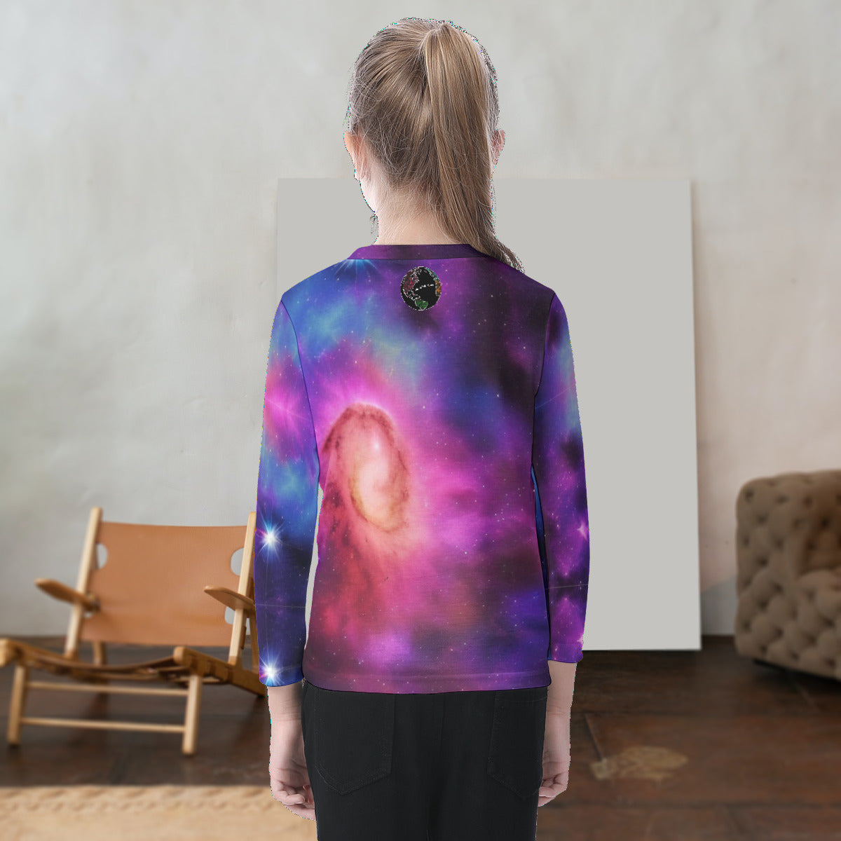 Spiritual Resonation Divine Cosmos Kid's Fashion O-neck Long Sleeve T-shirt The Nebula Palace: Spiritually Cosmic Fashion