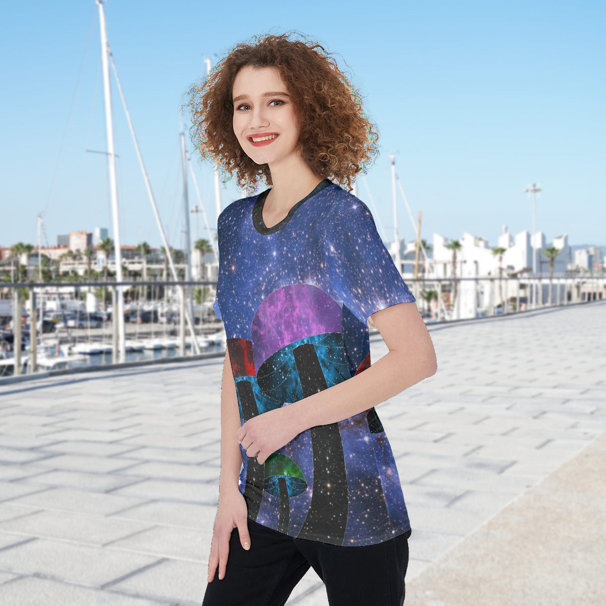 Mushroom Nebula Galaxy Space Women's O-Neck Fashion T-Shirt The Nebula Palace: Spiritually Cosmic Fashion