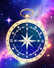 The Nebula Palace: Exploring the Intersection of Spirituality and Ethics: Nurturing a Moral Compass - A compass representing morals sitting in front of a nebula background.