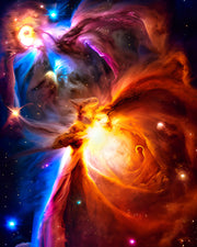 An artistic representation of the Orion Nebula in it's vibrancy.