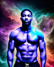 The Nebula Palace - The Interconnection of Spirituality and Health: Nurturing the Mind-Body Connection - Strong Black Man Posing in Front of Nebula Skies
