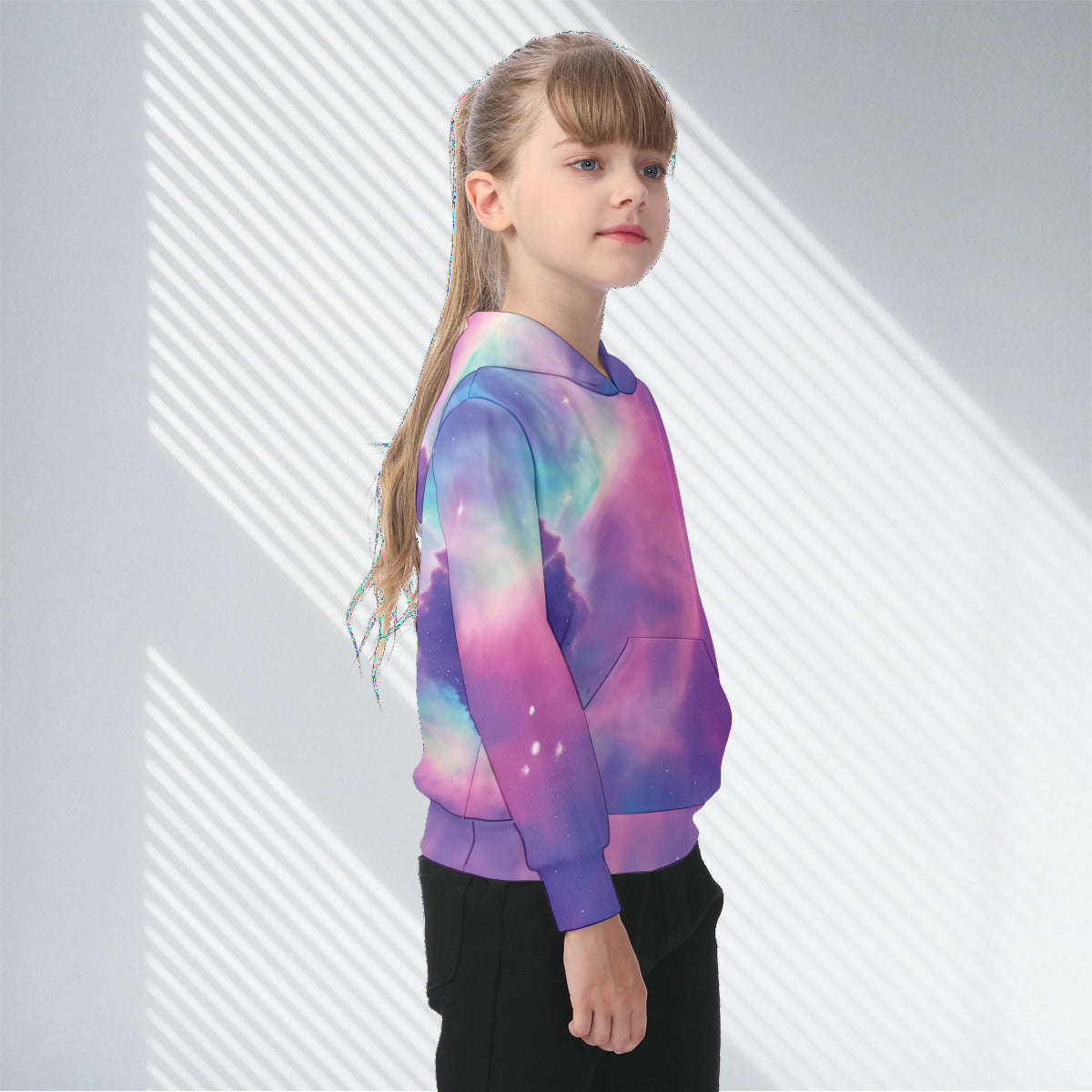 Vibrant Iridescent Nebula Cosmic Fashion Oversized Kid's Hoodie - The Nebula Palace