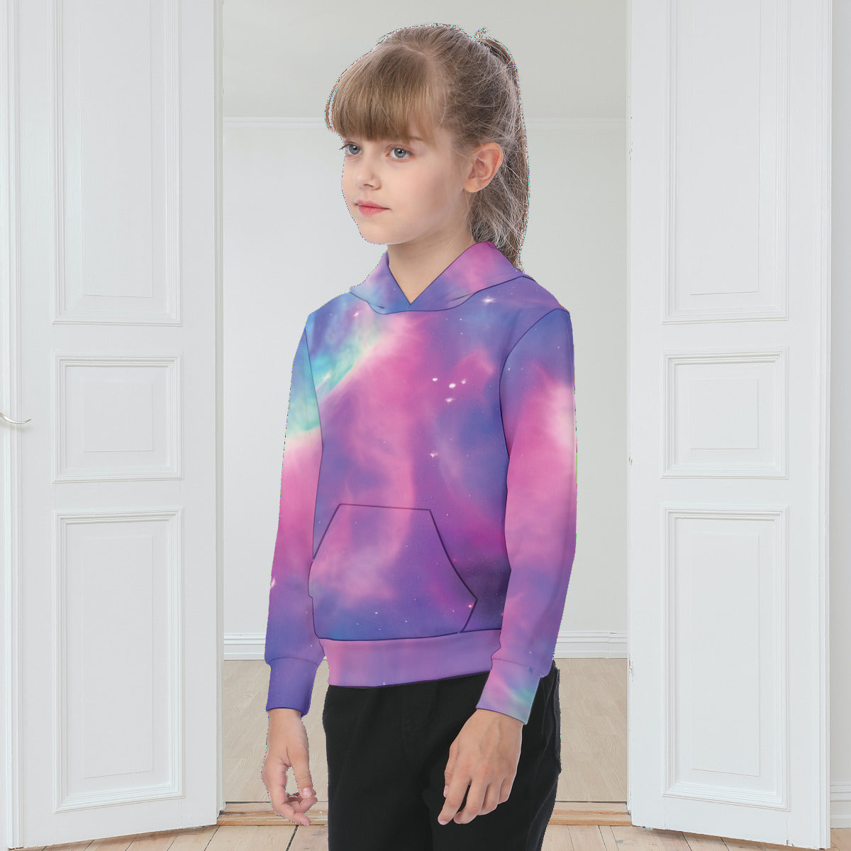 Vibrant Iridescent Nebula Cosmic Fashion Oversized Kid's Hoodie The Nebula Palace: Spiritually Cosmic Fashion