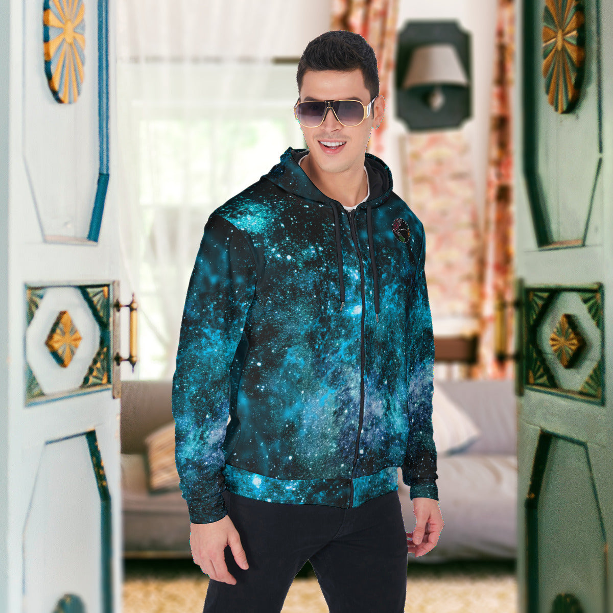 My Journey Galaxy Nebula Space Men's Heavy Fleece Zip Up Fashion Hoodie The Nebula Palace: Spiritually Cosmic Fashion