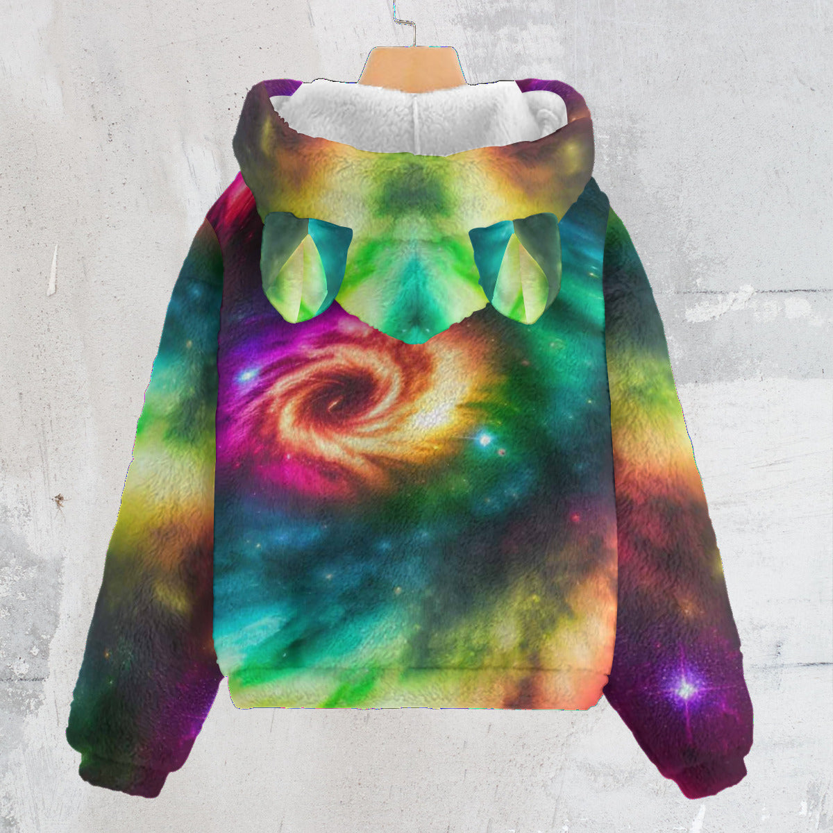 Rainbow Galaxy All-Over Print Kid’s Borg Fleece Sweatshirt With Ear The Nebula Palace: Spiritually Cosmic Fashion