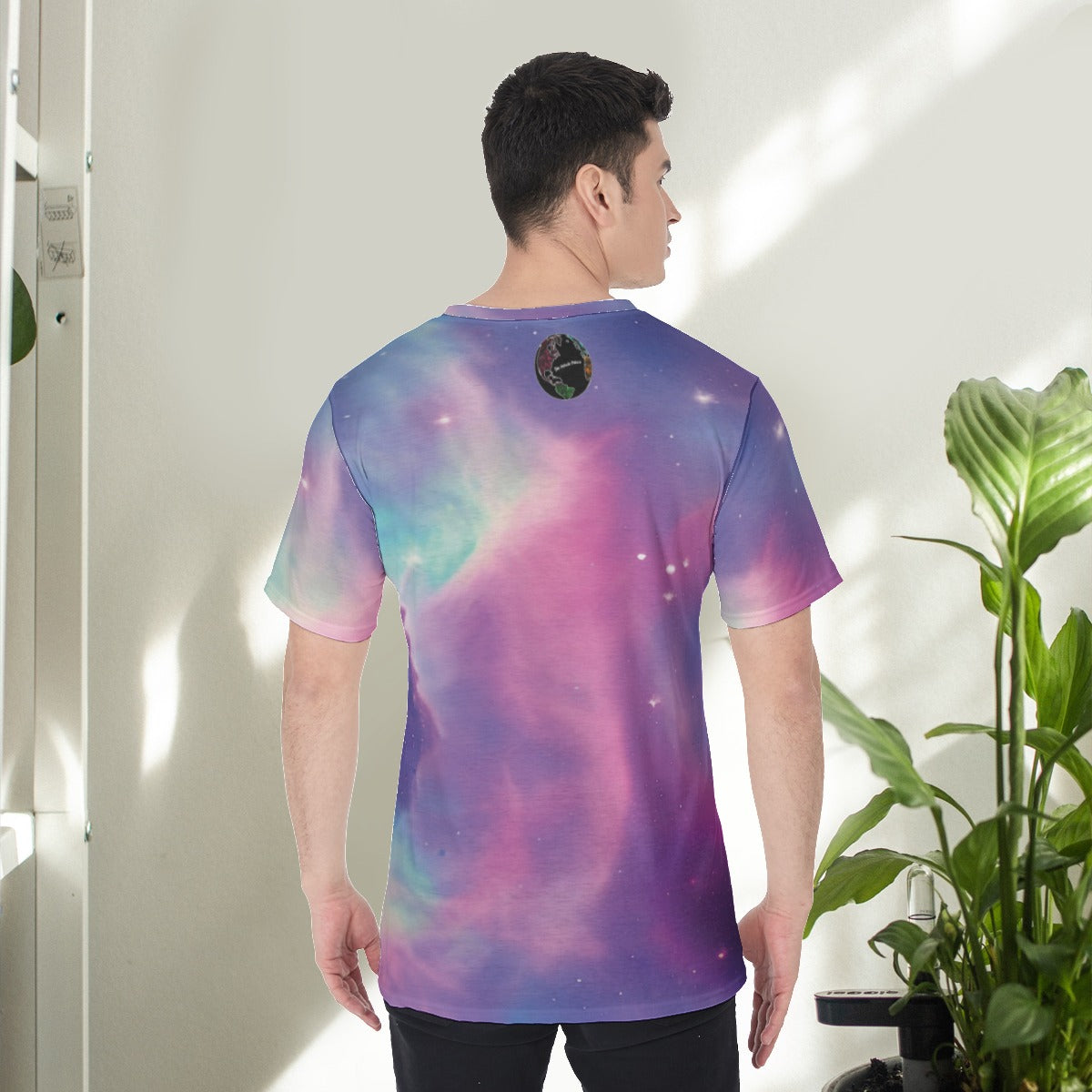 Vibrant Iridescent Cosmic Nebula Fashion Men's V-Neck T-Shirt Tee The Nebula Palace: Spiritually Cosmic Fashion