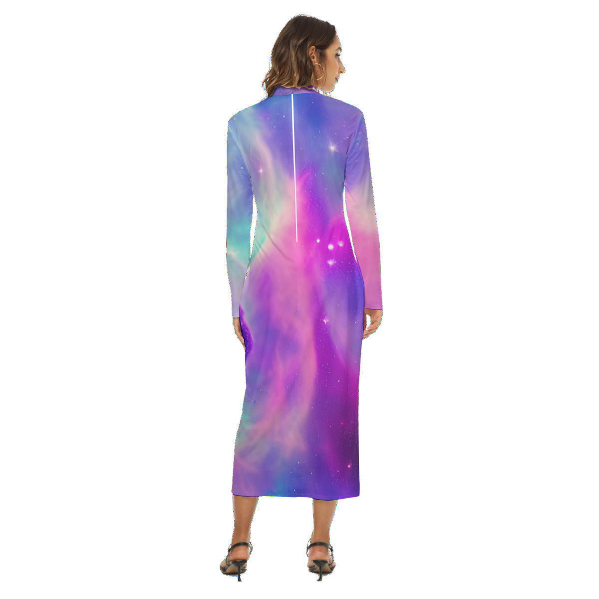 Vibrant Iridescent Cosmic Nebula Women's Fashion Hip Dress - The Nebula Palace