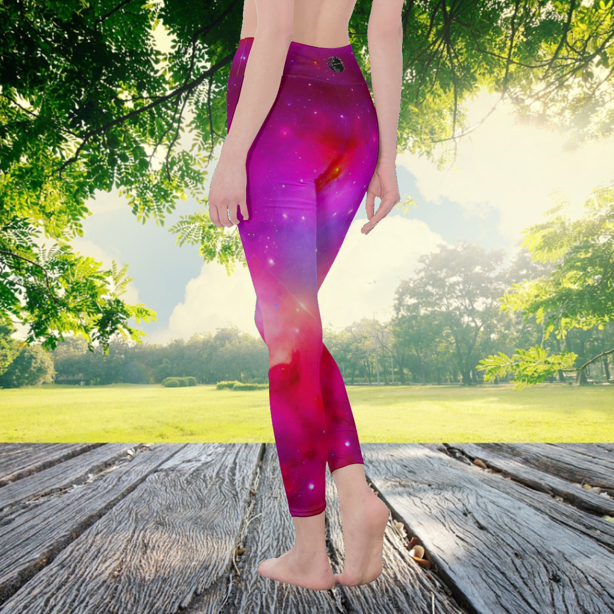 Red Nebula Galaxy Space Women's Fashion Leggings The Nebula Palace: Spiritually Cosmic Fashion
