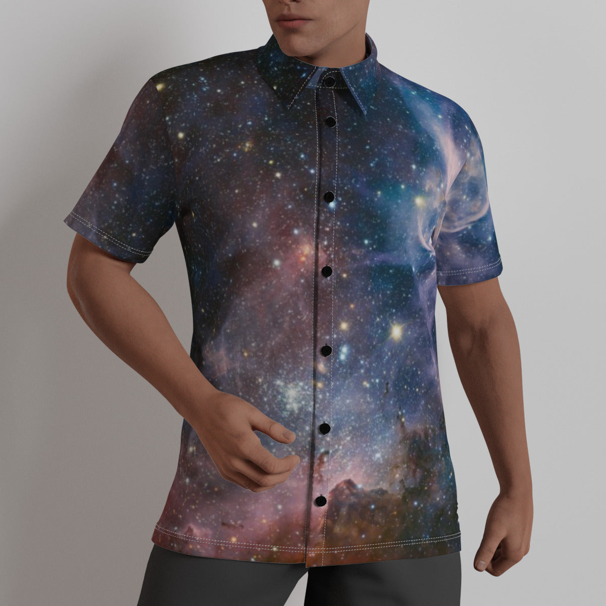 Deep Vibes Nebula Men's Fashion Dress Shirt - The Nebula Palace