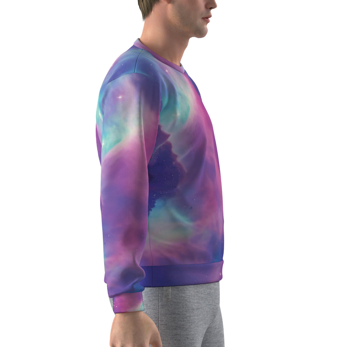 Vibrant Iridescent Cosmic Nebula Men's Heavy Fleece Fashion Sweatshirt - The Nebula Palace