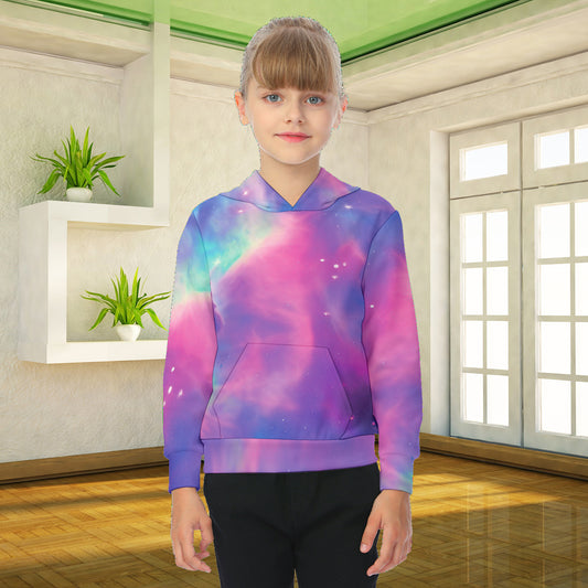 Vibrant Iridescent Nebula Cosmic Fashion Oversized Kid's Hoodie - The Nebula Palace
