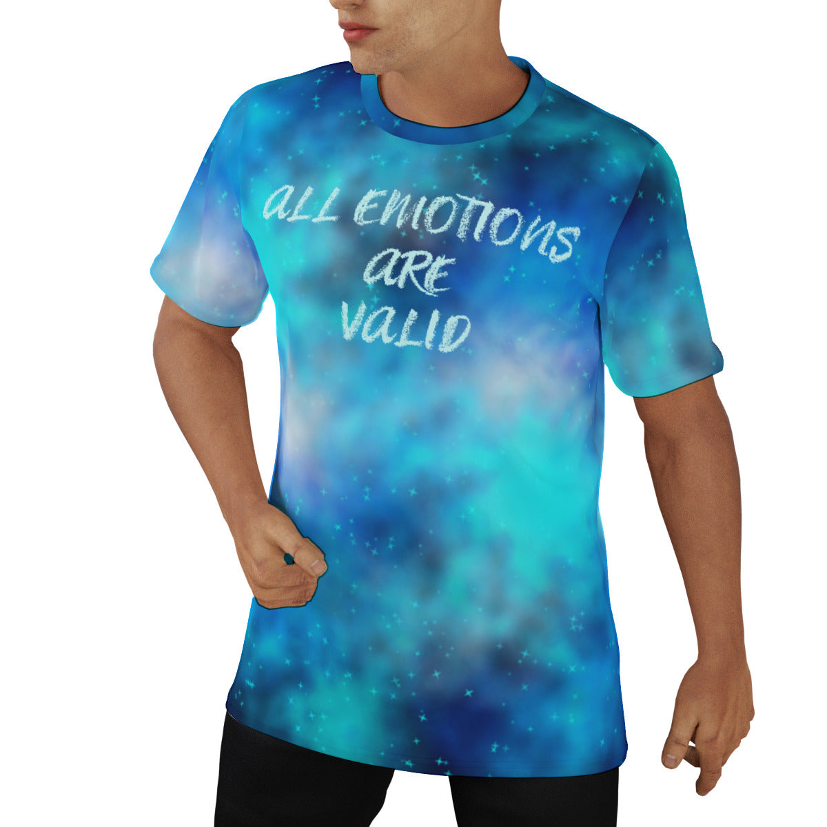 All Emotions Are Valid Blue Galaxy Nebula Men's O-Neck Fashion Tee T-Shirt The Nebula Palace: Spiritually Cosmic Fashion
