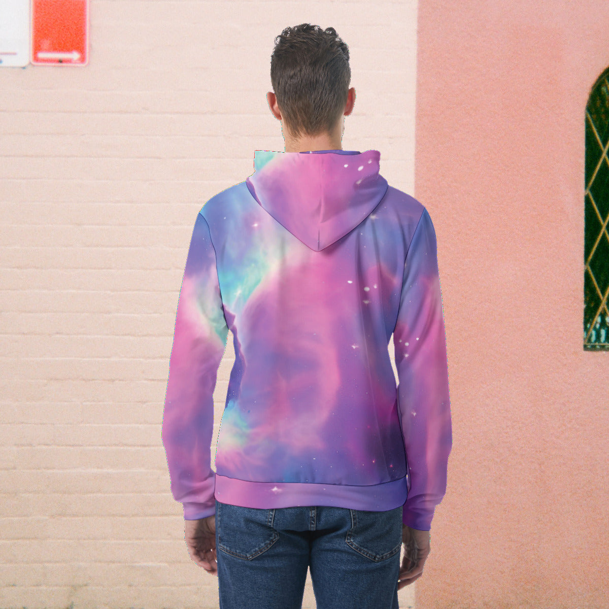 Vibrant Iridescent Nebula Galaxy All-Over Print Men's Hoodie The Nebula Palace: Spiritually Cosmic Fashion