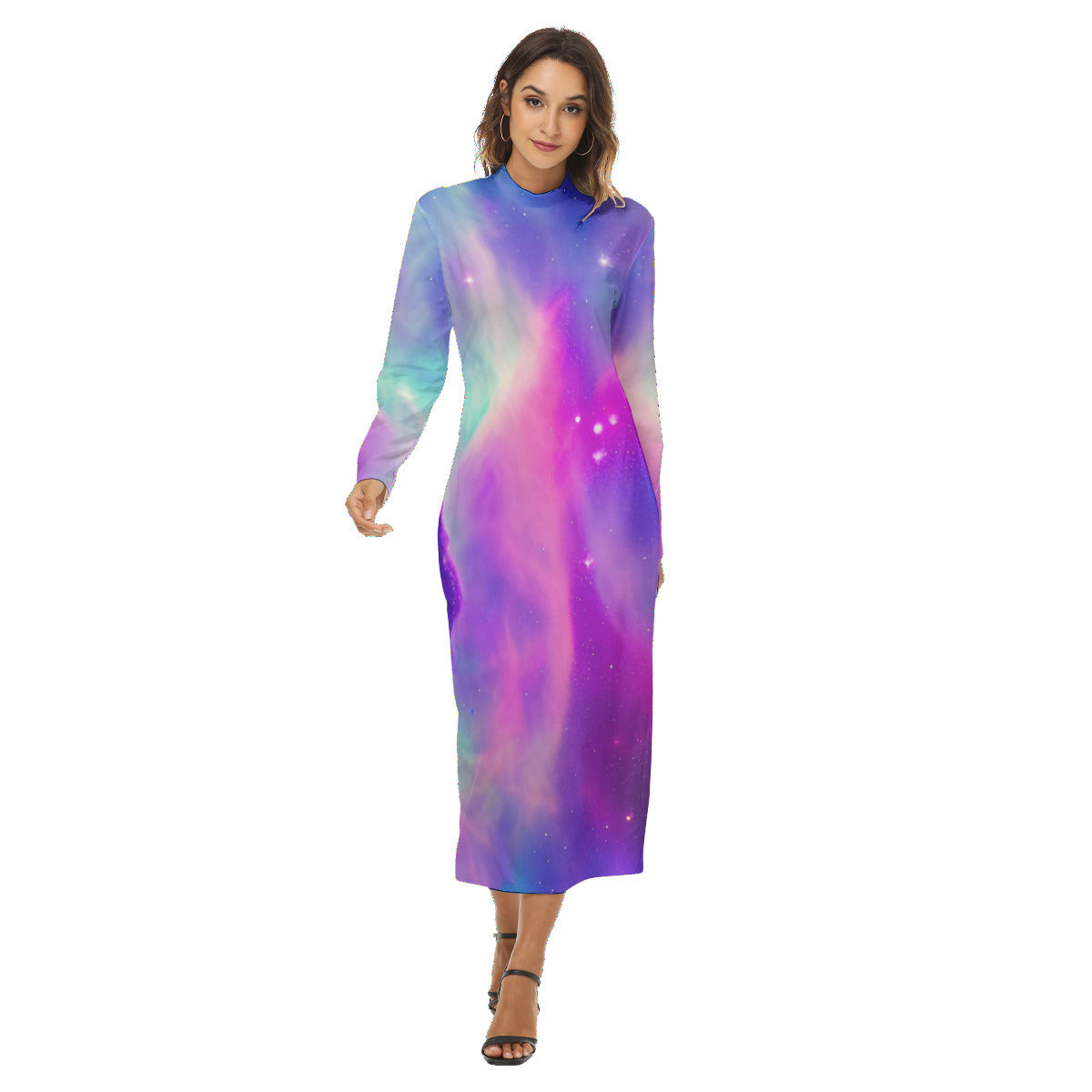 Vibrant Iridescent Cosmic Nebula Women's Fashion Hip Dress The Nebula Palace: Spiritually Cosmic Fashion