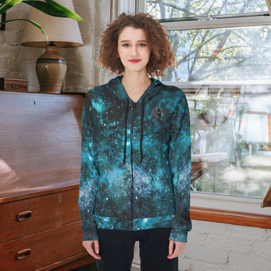 My Journey Galaxy Space Nebula Women's Zip Up Fashion Hoodie The Nebula Palace: Spiritually Cosmic Fashion