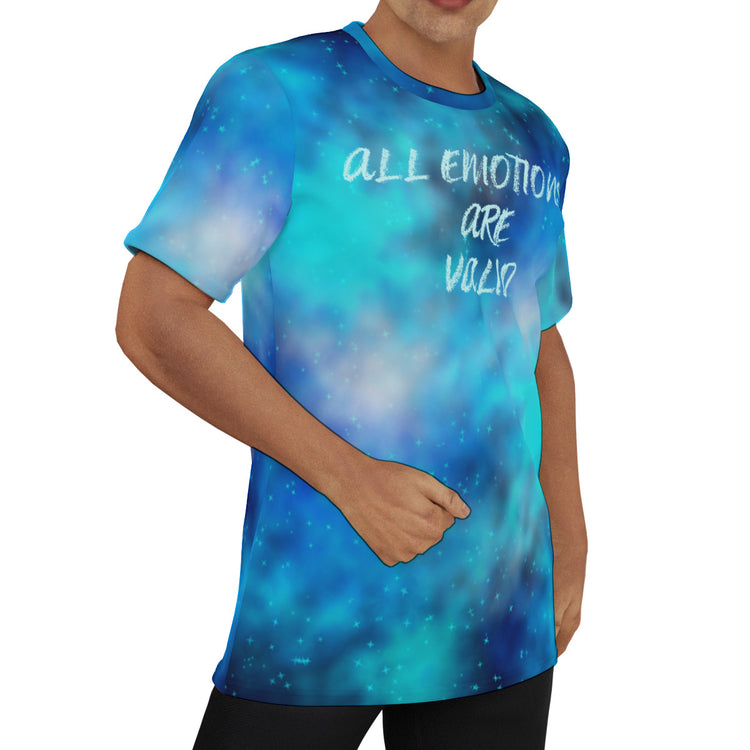 All Emotions Are Valid Blue Galaxy Nebula Men's O-Neck Fashion Tee T-Shirt - The Nebula Palace