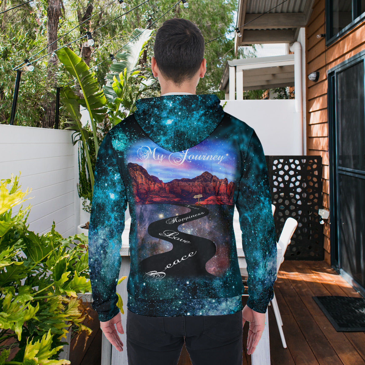 My Journey Galaxy Nebula Space Men's Heavy Fleece Zip Up Fashion Hoodie The Nebula Palace: Spiritually Cosmic Fashion