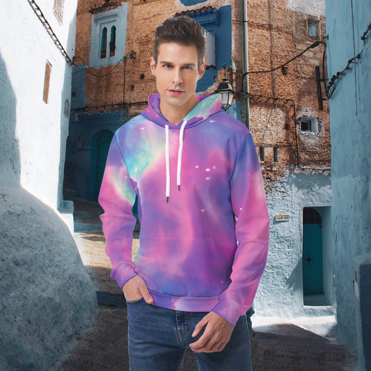Vibrant Iridescent Nebula Galaxy All-Over Print Men's Hoodie - The Nebula Palace