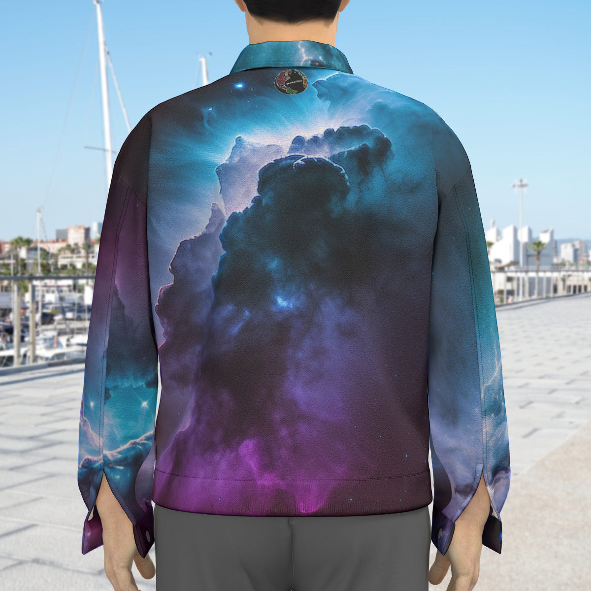 Deep Blue Space Nebula Unisex Lapel Fashion Jacket The Nebula Palace: Spiritually Cosmic Fashion