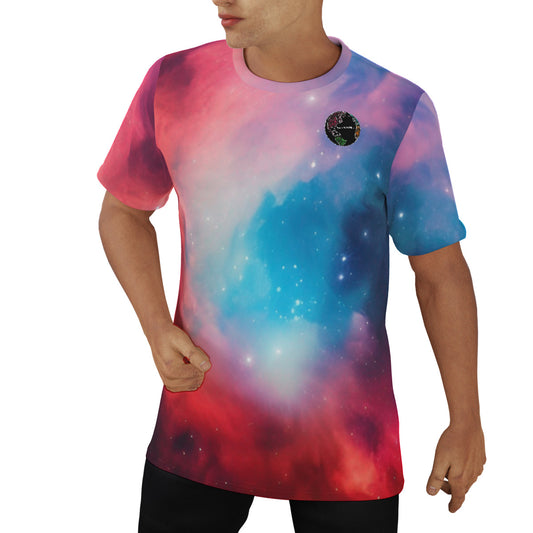 Good Vibes Red and Blue Nebula Men's O-Neck Fashion T-Shirt - The Nebula Palace