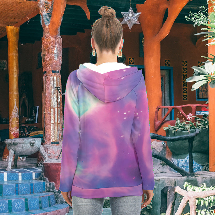 Vibrant Iridescent Nebula Galaxy All-Over Print Women's Hoodie - The Nebula Palace