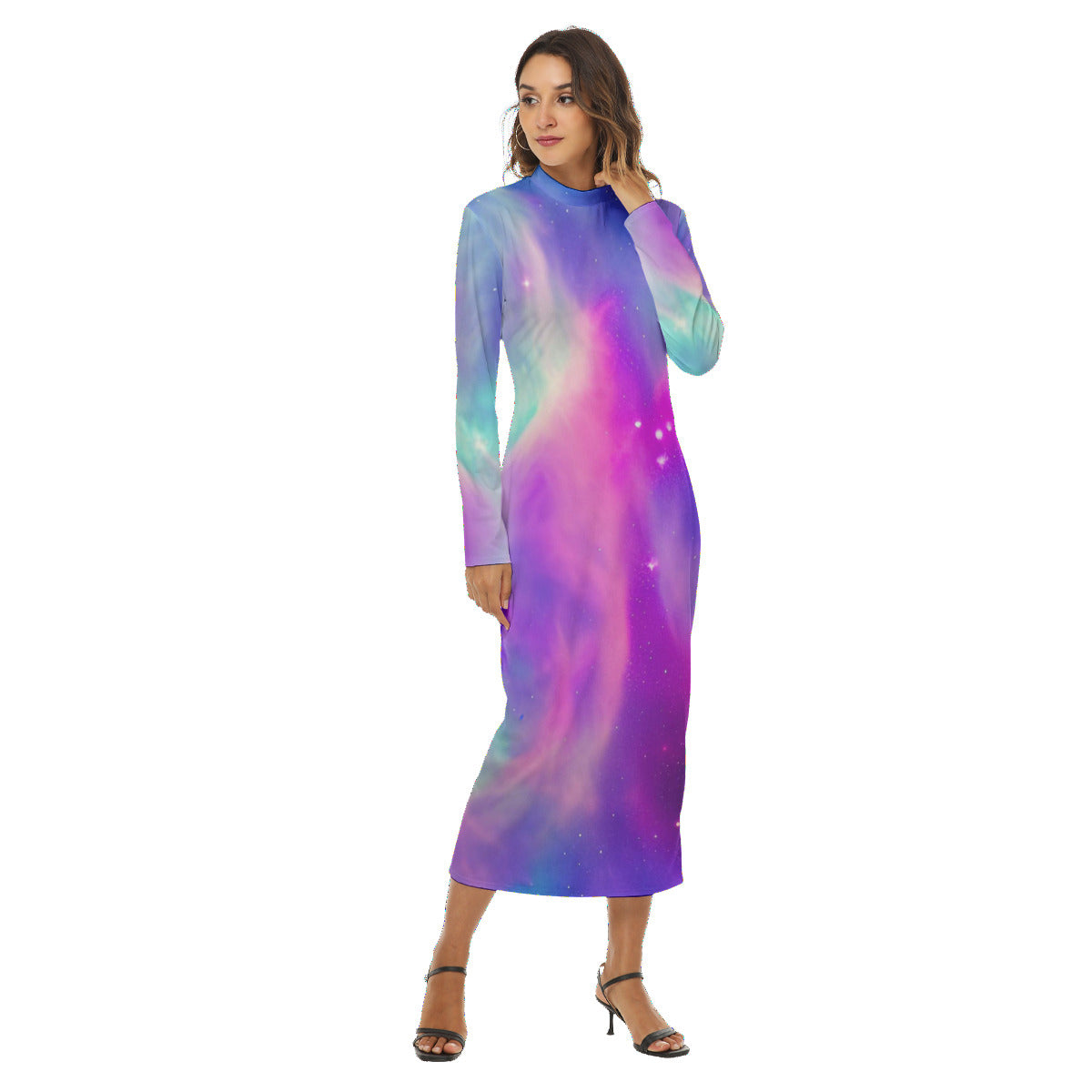 Vibrant Iridescent Cosmic Nebula Women's Fashion Hip Dress The Nebula Palace: Spiritually Cosmic Fashion