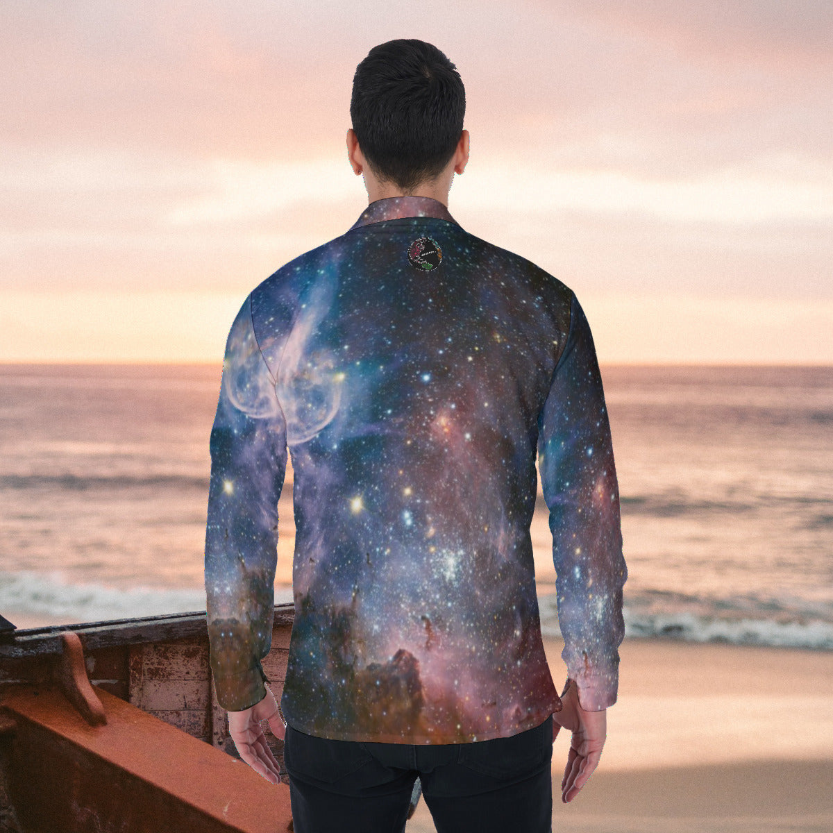 Deep Vibes Nebula Men's Fashion Long Sleeve Shirt The Nebula Palace: Spiritually Cosmic Fashion