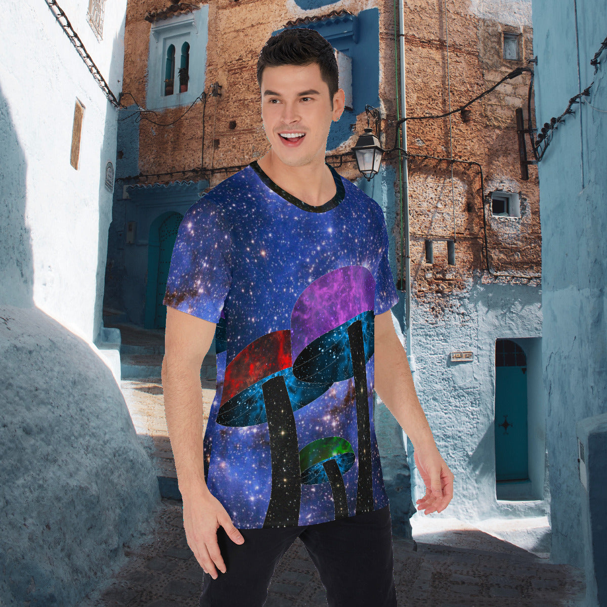 Mushroom Nebula Space Galaxy Men's O-Neck Fashion T-Shirt - The Nebula Palace