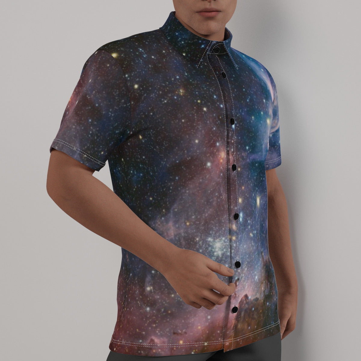 Deep Vibes Nebula Men's Fashion Dress Shirt The Nebula Palace: Spiritually Cosmic Fashion
