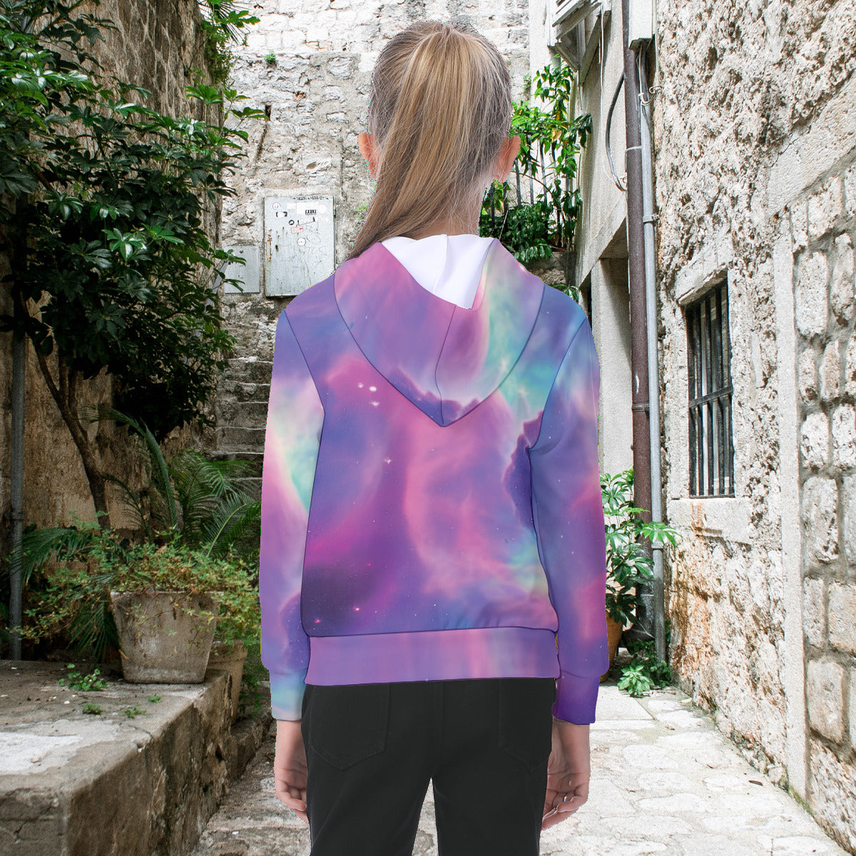 Vibrant Iridescent Nebula Cosmic Fashion Oversized Kid's Hoodie - The Nebula Palace