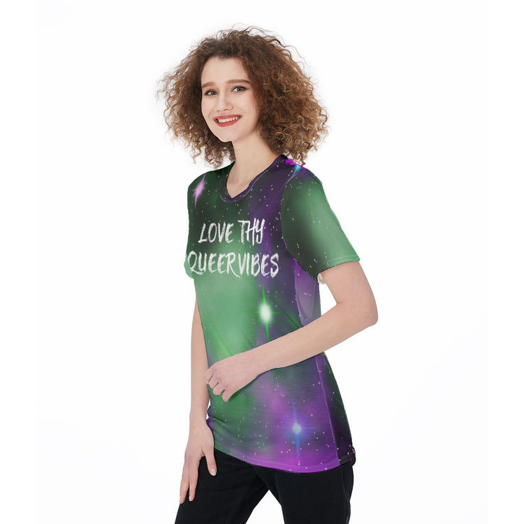 Love Thy Queer Vibes Women's O-Neck Fashion T-Shirt - The Nebula Palace